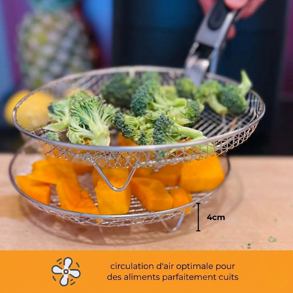 Grilles pour friteuse à air (3 pièces) + 2 pinces