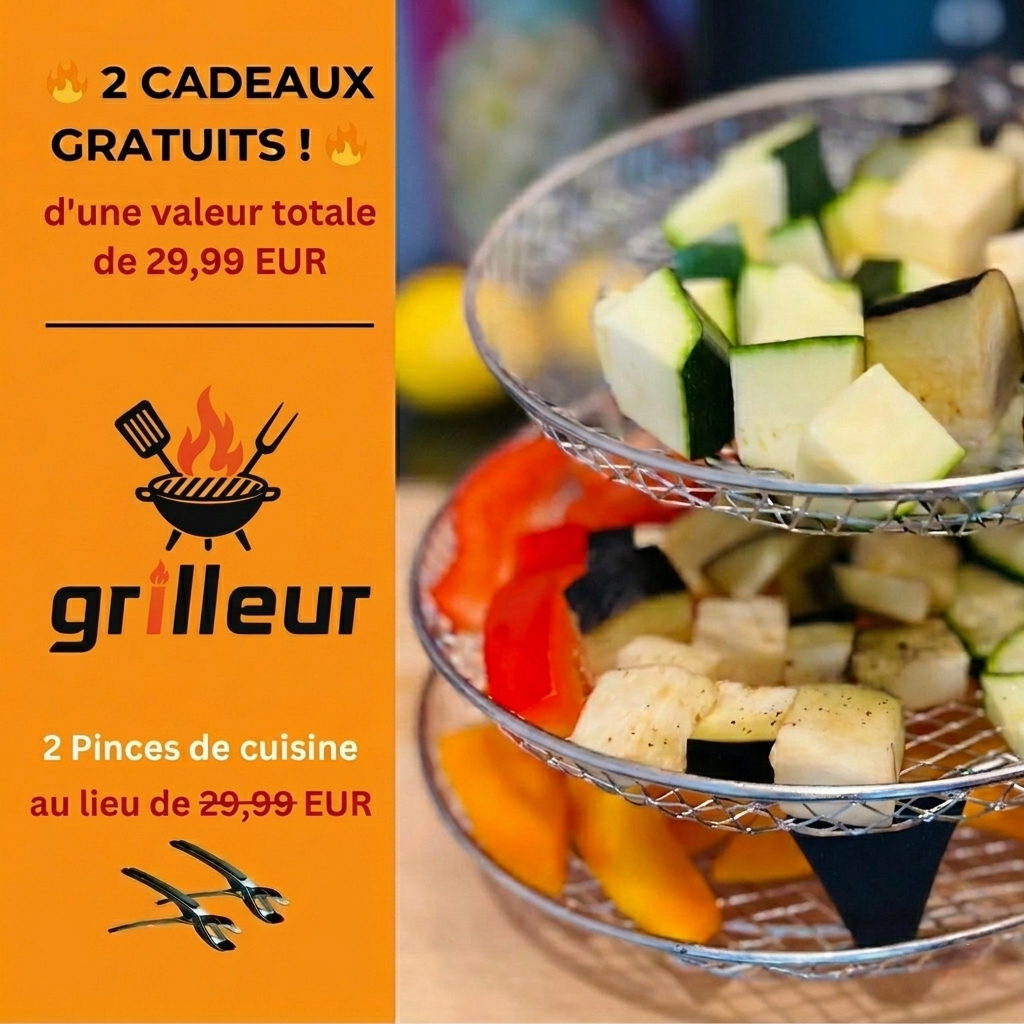 Grilles pour friteuse à air (3 pièces) + 2 pinces