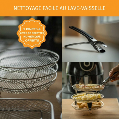 Grilles pour friteuse à air (3 pièces) + 2 pinces