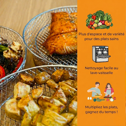 Grilles pour friteuse à air (3 pièces) + 2 pinces