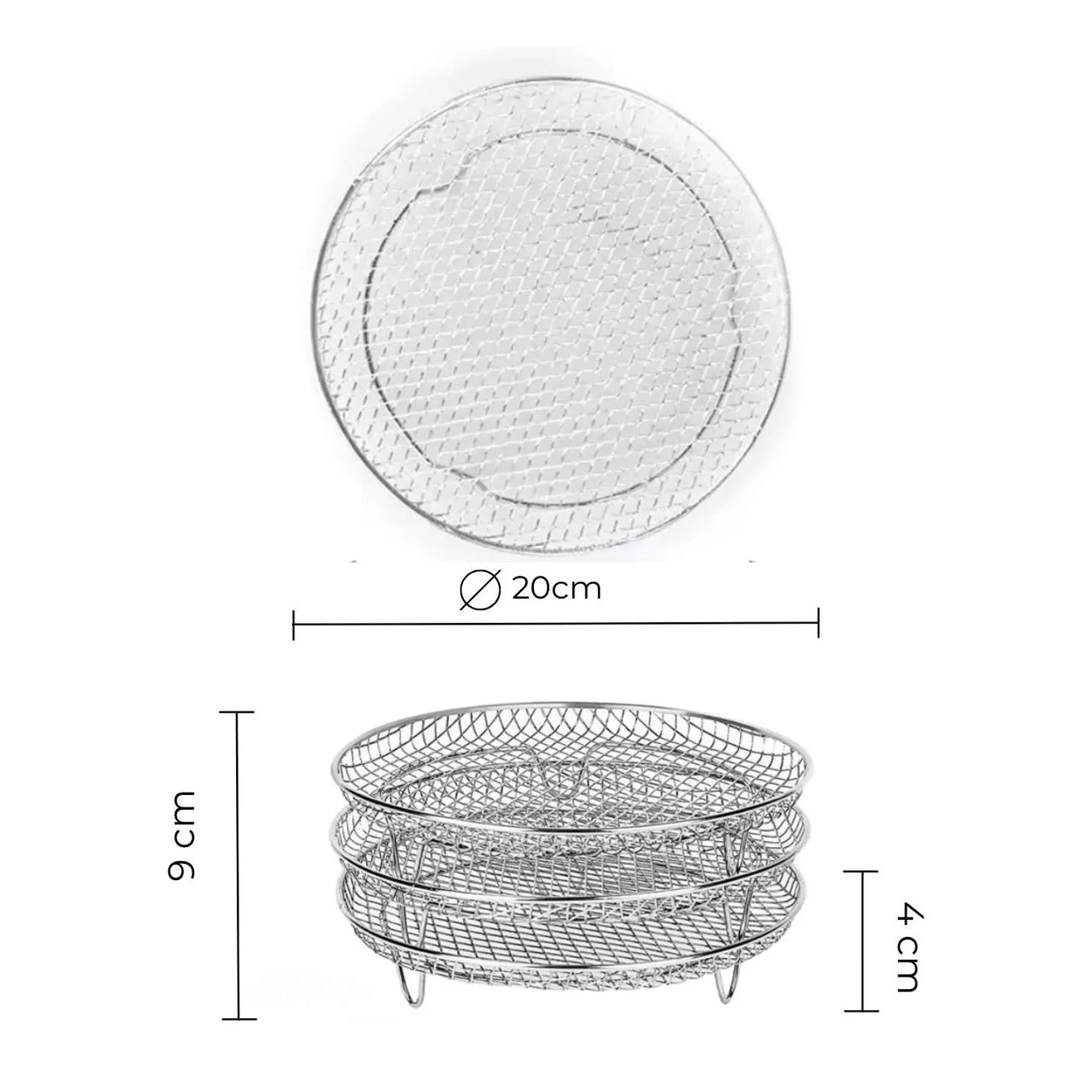 Grilles pour friteuse à air (3 pièces) + 2 pinces